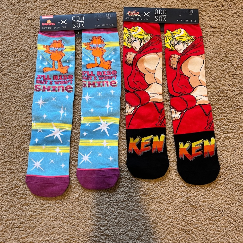 Colorful Blue and Red Cartoon Character Socks